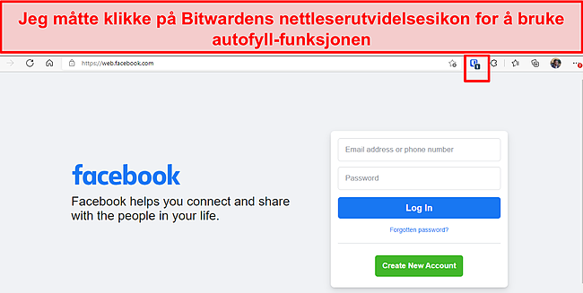 Skjermbilde av Bitwarden autofyll-prosess.