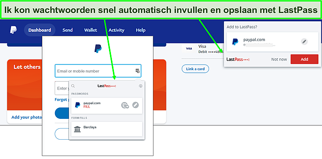 Screenshot van de functie voor automatisch aanvullen van LastPass.