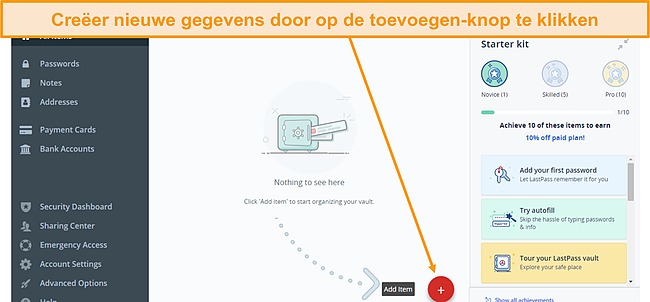 Screenshot van de nieuwe kluisinterface van LastPass.