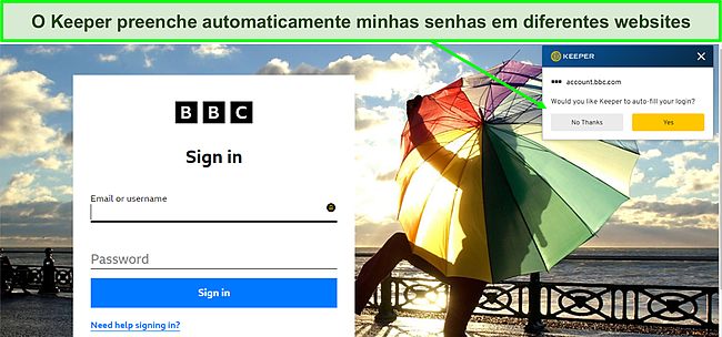 Captura de tela do KeeperFill.
