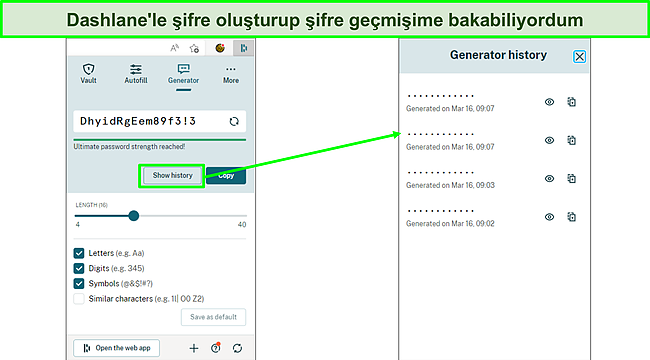 Dashlane ile parola oluşturmanın ekran g&ouml;r&uuml;nt&uuml;s&uuml;.