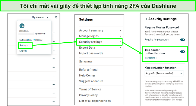 Ảnh chụp m&agrave;n h&igrave;nh K&iacute;ch hoạt t&iacute;nh năng 2FA của Dashlane.