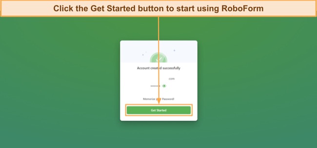 Screenshot showing how to start using RoboForm after making an account