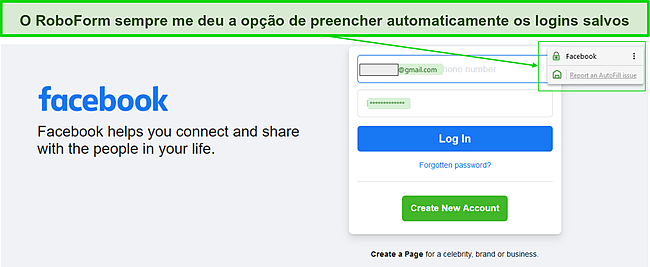 Captura de tela do recurso de preenchimento autom&aacute;tico do RoboForm.