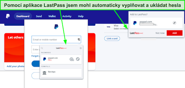 Sn&iacute;mek obrazovky funkce automatick&eacute;ho vyplňov&aacute;n&iacute; LastPass