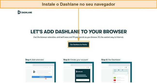 Instale o Dashlane no seu navegador: uma m&aacute;scara em um plano de fundo azul com o logotipo do Dashlane no centro