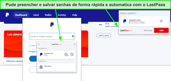 Captura de tela do recurso de preenchimento autom&aacute;tico do LastPass