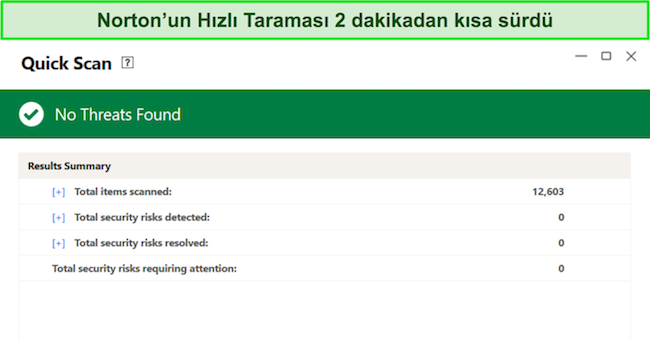 Norton hızlı tarama incelemesi ekran g&ouml;r&uuml;nt&uuml;s&uuml;