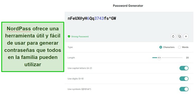 M&aacute;scara de los mejores gestores de contrase&ntilde;as familiares: NordPass y generador de contrase&ntilde;as