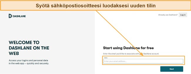 Kirjoita s&auml;hk&ouml;postiosoitteesi luodaksesi uuden tilin