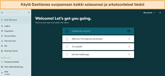 Kuvassa n&auml;kyy mainos, jossa kehotetaan k&auml;ytt&auml;m&auml;&auml;n Dashlanea salasanojen ja arkaluonteisten tietojen suojaamiseen