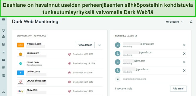 Parhaat perheen salasananhallintaty&ouml;kalut Dashlane pime&auml;n verkon valvonnalla