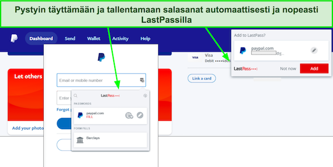 Kuvakaappaus LastPassin automaattisen t&auml;yt&ouml;n ominaisuudesta