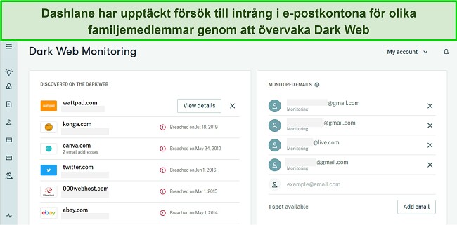 En mask i m&ouml;rka f&auml;rger som representerar de b&auml;sta familjel&ouml;senordshanterarna med Dashlanes m&ouml;rka webb&ouml;vervakning