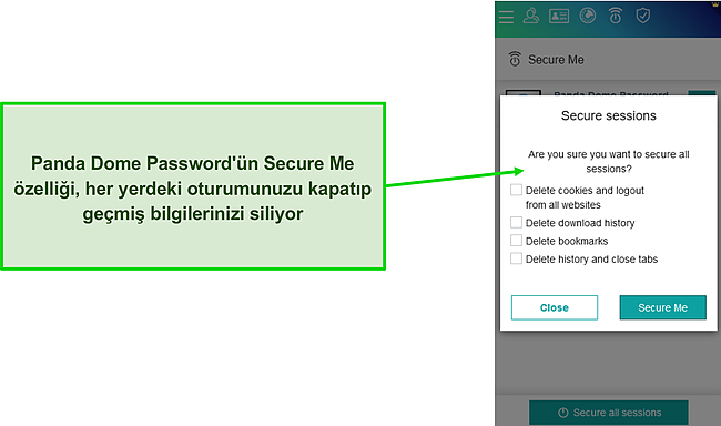 Reklam yazılımı izlemeyi &ouml;nlemek i&ccedil;in t&uuml;m tarama ge&ccedil;mişimi ve verilerimi hızla kaldırabilmeyi seviyorum.
