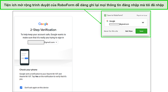 Ảnh chụp m&agrave;n h&igrave;nh t&iacute;nh năng tự động lưu RoboForm.