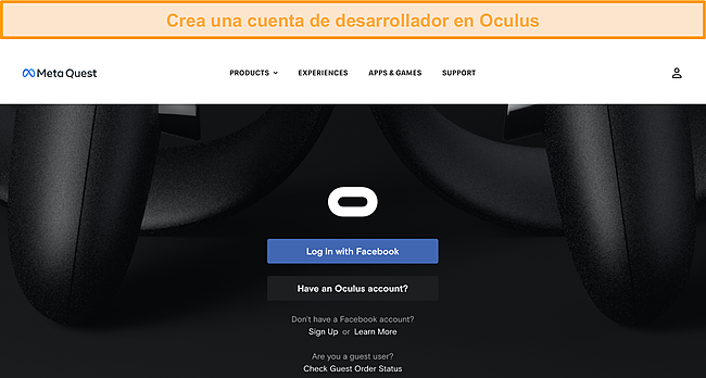 Creaci&oacute;n de una cuenta de desarrollador de Oculus.