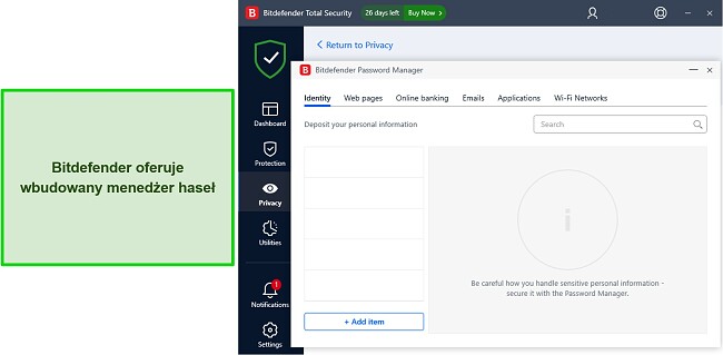 Konfigurowanie menedżera haseł Bitdefender
