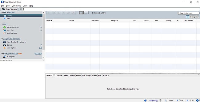 Sk&aelig;rmbillede af Vuzes hovedgr&aelig;nseflade
