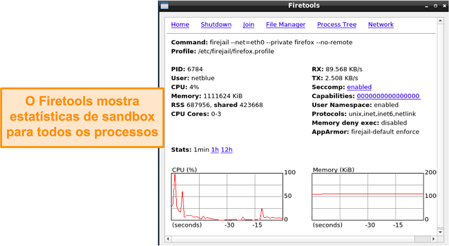 Captura de tela da p&aacute;gina de estat&iacute;sticas do Firetools