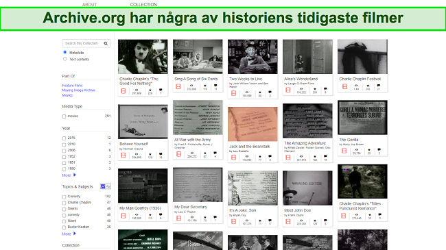 Sk&auml;rmdump av alternativ f&ouml;r filmtitel p&aring; Archive.org