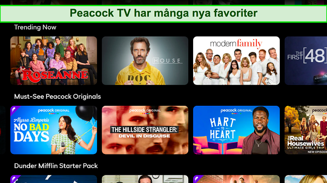 Sk&auml;rmdump av Peacock TVs startsk&auml;rm