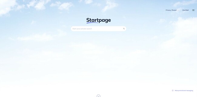 Sk&aelig;rmbillede af Startpages private s&oslash;gemaskine