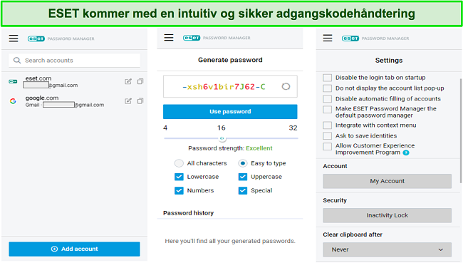 ESETs adgangskodeh&aring;ndteringsgr&aelig;nseflade