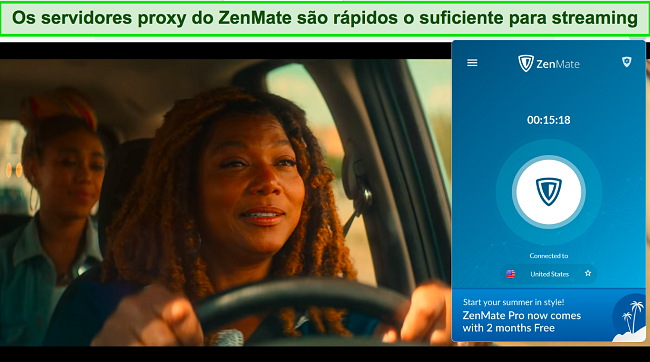 End of the Road em streaming na Netflix enquanto o ZenMate est&aacute; conectado a um servidor proxy dos EUA