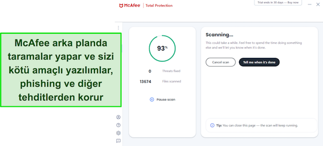 McAfee'nin gelişmiş tehdit &ouml;nleme sistemi, telefonunuzu bilgisayar korsanlığına karşı korur