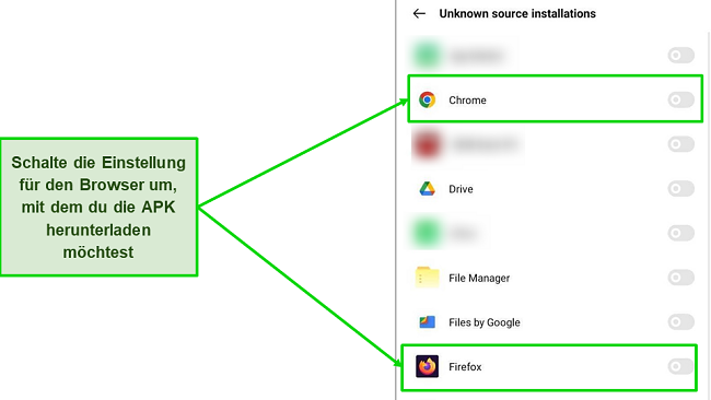 Screenshot der Einstellung &bdquo;Installationen unbekannter Quelle&ldquo; auf Android