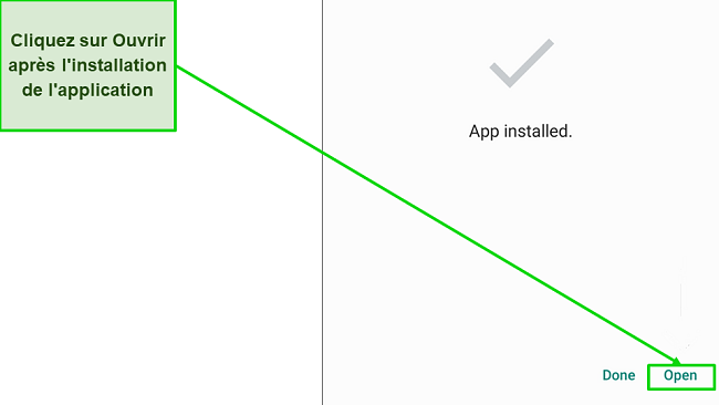 Capture d'&eacute;cran de la fen&ecirc;tre d'installation de l'application sur Android