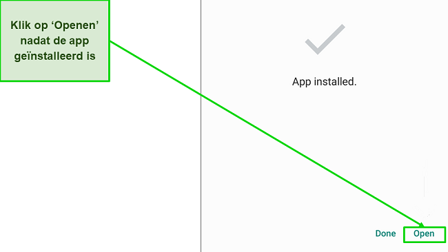 Screenshot van het app-ge&iuml;nstalleerde venster op Android