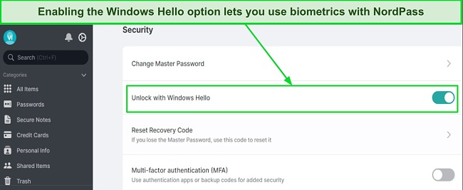 It&rsquo;s easy to set up NordPass to use biometrics for authentication