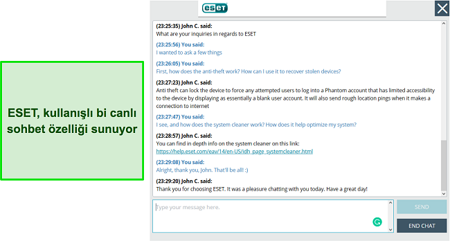 ESET'in canlı sohbet desteğiyle g&ouml;r&uuml;şme