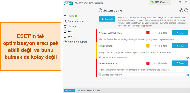 ESET'in Sistem Temizleyici aracı iş başında