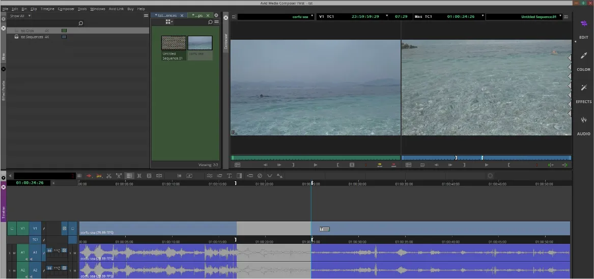 Avid Media Composer tijdlijn bewerkingsbord