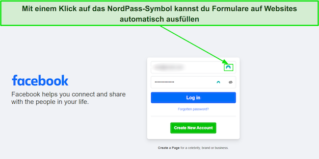 Screenshot, der zeigt, wie die Autofill-Funktion von NordPass verwendet wird