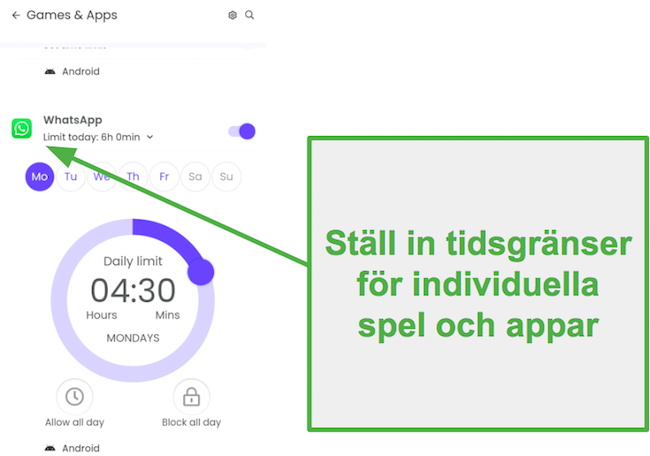 Skapa appbaserade begr&auml;nsningar med Qustodio