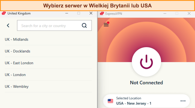 Zrzuty ekranu procesu logowania ExpressVPN w systemie Windows