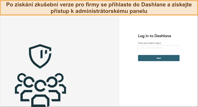 Sn&iacute;mek obrazovky ukazuj&iacute;c&iacute; přihla&scaron;ovac&iacute; str&aacute;nku Dashlane
