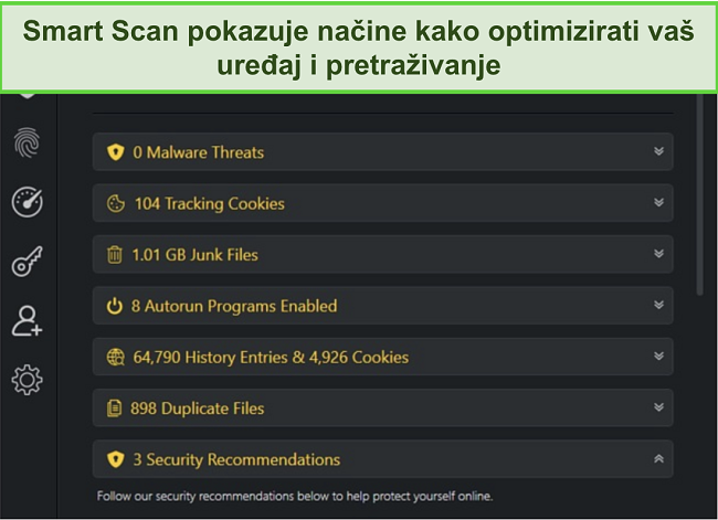 Snimka zaslona TotalAV-ovog rezultata pametnog skeniranja