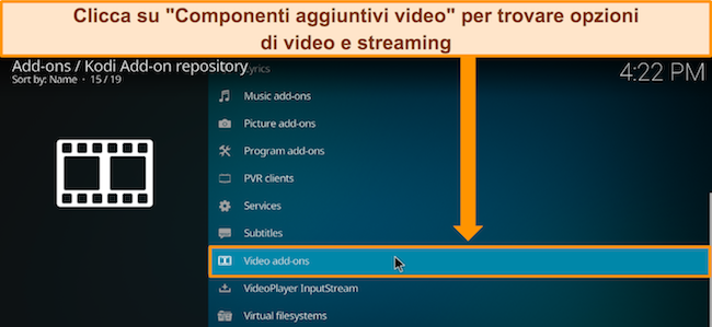 Screenshot che mostra l'opzione 