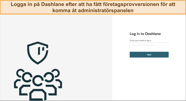 Sk&auml;rmbild som visar Dashlane's inloggningssida