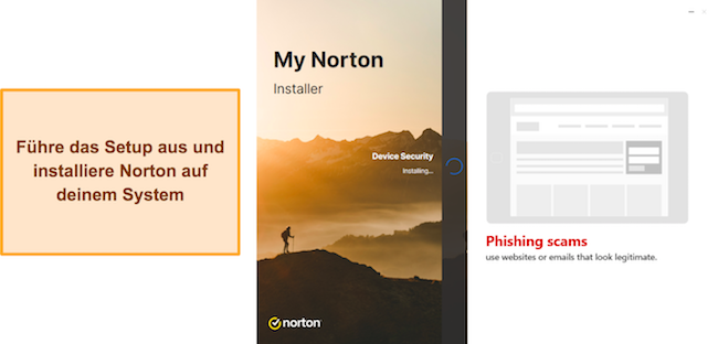 Norton f&uuml;hrt das Setup aus und installiert den Screenshot