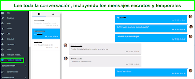 Los controles parentales en Facebook leen la captura de pantalla de la conversaci&oacute;n
