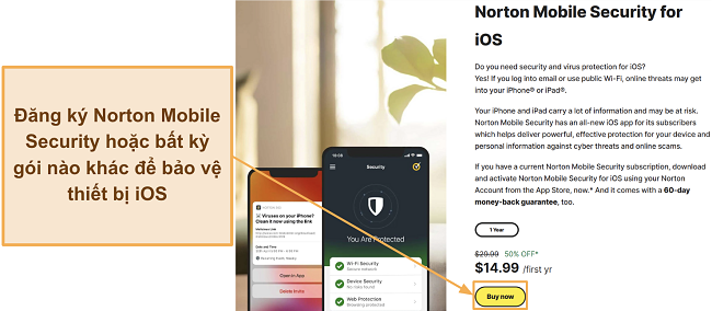 Ảnh chụp m&agrave;n h&igrave;nh hướng dẫn c&aacute;ch đăng k&yacute; Norton Mobile Security