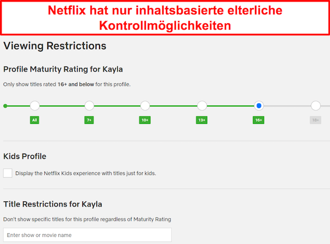 Screenshot der Netflix-Anzeigebeschr&auml;nkungen