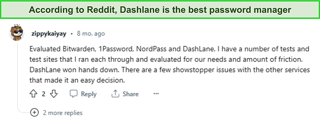 Dashlane, a 1Password Alternative according to Reddit