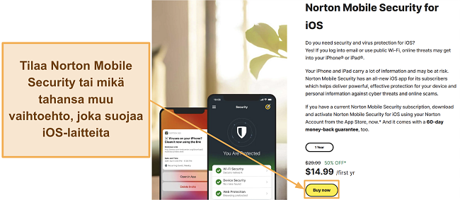 Kuvakaappaus siit&auml;, kuinka tilata Norton Mobile Security